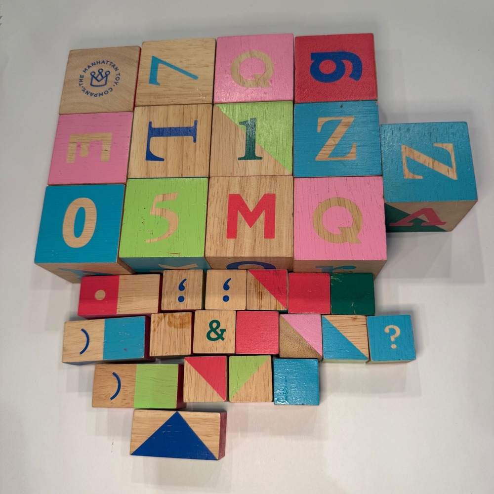 Manhattan Toy Company Wooden Alphabet Number Punctuation Blocks Set Multicolor - Picture 4 of 9